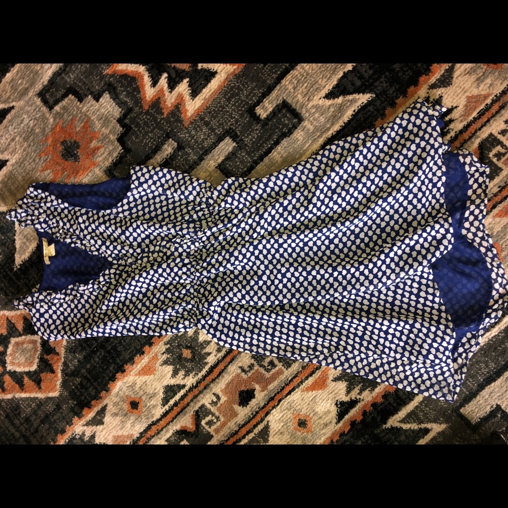 blue and white dress